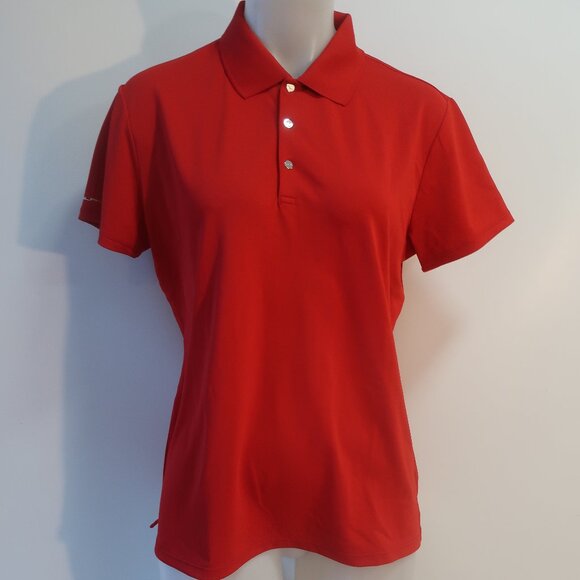 NWT Womens RLX Ralph Lauren Red Short Sleeve Polo Shirt L - Picture 1 of 6